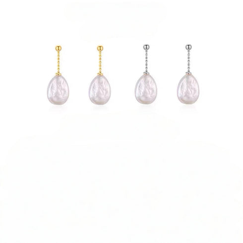 Baroque Pearl Line TearDrop Earrings - 18K Gold Vermeil